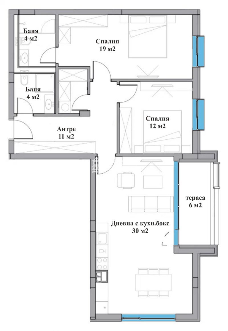 En venta  2 dormitorios Plovdiv , Tsentar , 114 metros cuadrados | 93568842 - imagen [8]