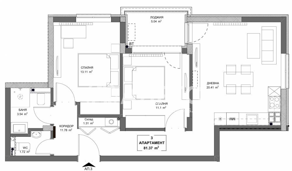 Продава 3-СТАЕН, гр. София, Обеля 2, снимка 4 - Апартаменти - 54602672