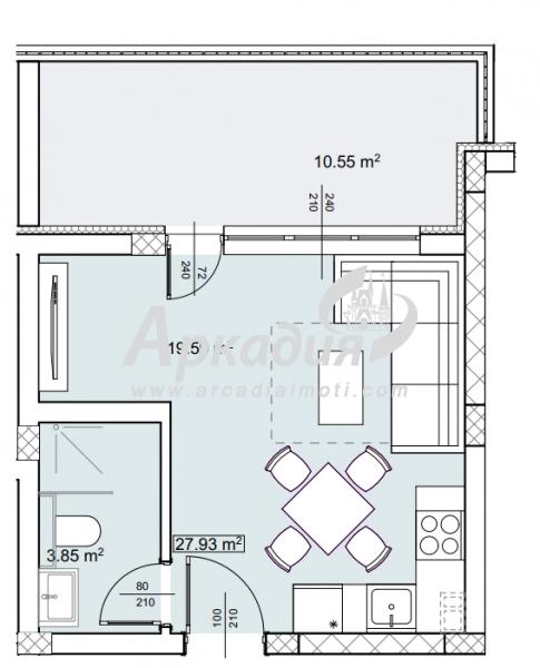 На продаж  Студія Пловдив , Беломорски , 33 кв.м | 22800117 - зображення [3]