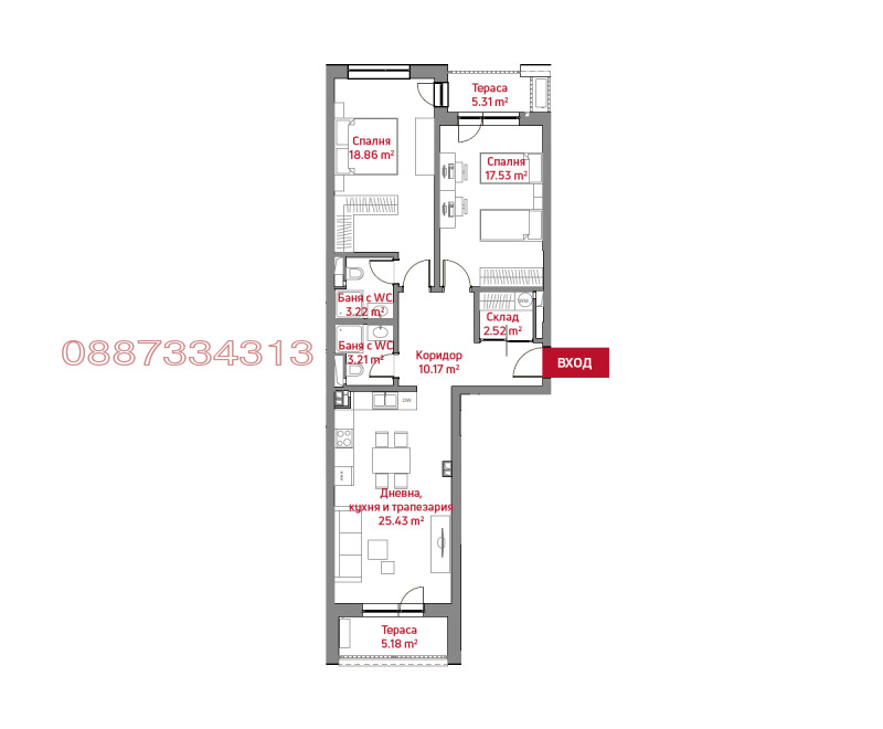 Продава 3-СТАЕН, гр. София, Център, снимка 2 - Aпартаменти - 47526489