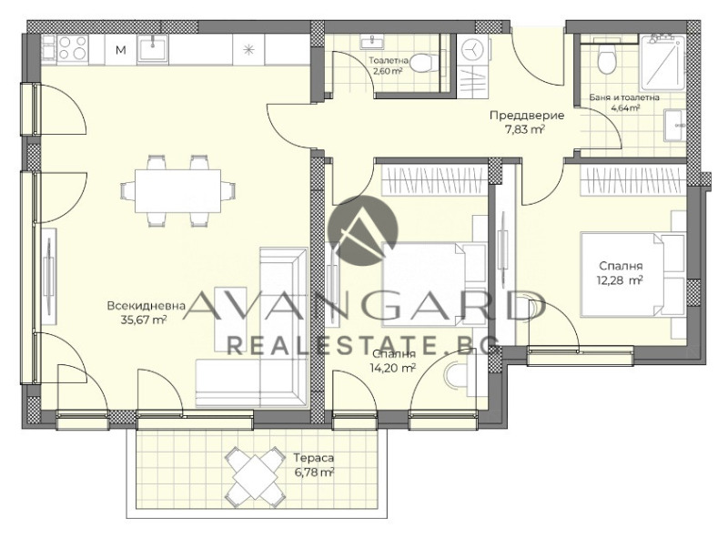 Продава 3-СТАЕН в град Пловдив, Остромила - 116 кв.м / 144 975 € » 283 546.45 лв., АВАНГАРД РИЪЛ ЕСТЕЙТ