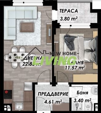 Προς πώληση  1 υπνοδωμάτιο Πλοβδηβ , Βελομορσκη , 64 τ.μ | 59424000 - εικόνα [2]