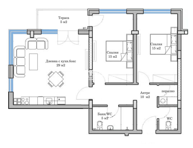 En venta  2 dormitorios Plovdiv , Mladezhki Jalm , 111 metros cuadrados | 63548367 - imagen [2]