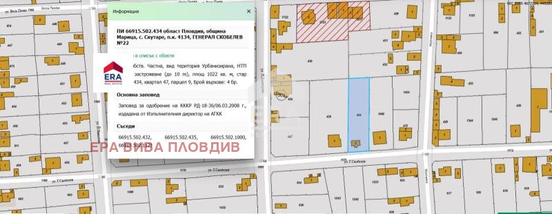 Till salu  Komplott region Plovdiv , Skutare , 1020 kvm | 69334507 - bild [2]