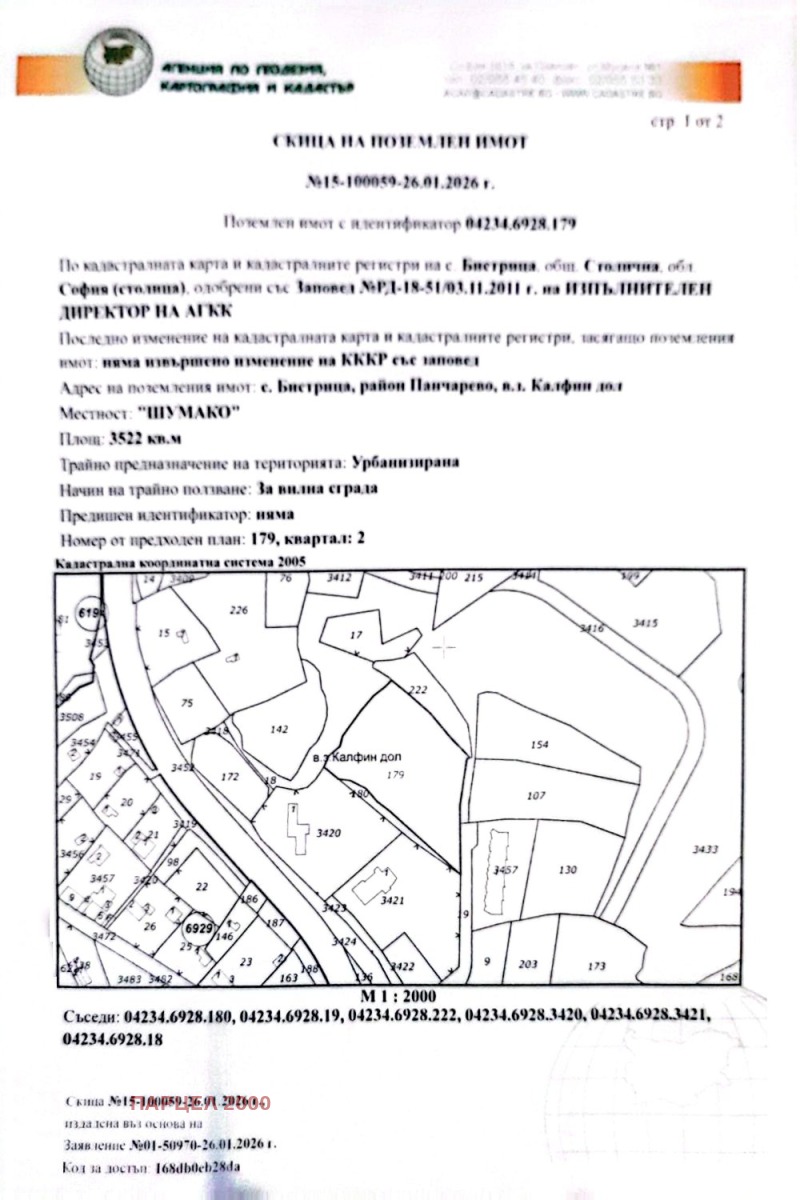 Продава ПАРЦЕЛ, гр. София, с. Бистрица, снимка 2 - Парцели - 53467963