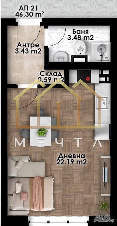 Продава 1-СТАЕН, гр. Пловдив, Беломорски, снимка 4 - Апартаменти - 56332788