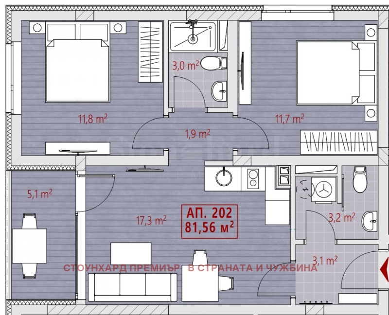 Myytävänä  2 makuuhuonetta Burgasin alue , Nesebar , 81 neliömetriä | 37700696 - kuva [2]