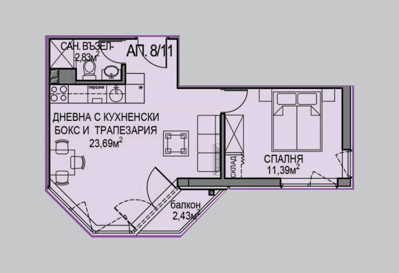 Till salu  1 sovrum Sofia , Obelja 2 , 56 kvm | 58274852 - bild [2]