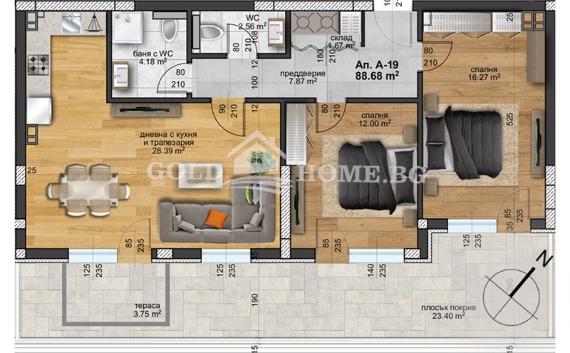 In vendita  2 camere da letto Plovdiv , Hristo Smirnenski , 107 mq | 91575175 - Immagine [4]
