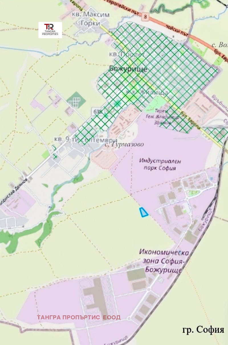 Продава ПАРЦЕЛ в област София, гр. Божурище - 7297 кв.м / 1 500 000 € » 2 933 745.00 лв., ТАНГРА ПРОПЪРТИС ЕООД
