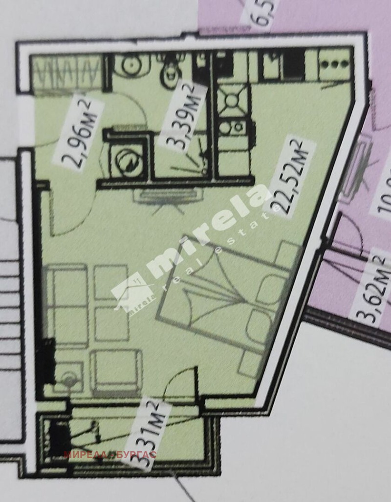 Til salg  Studie Burgas , Meden rudnik - zona A , 44 kvm | 37723633 - billede [9]