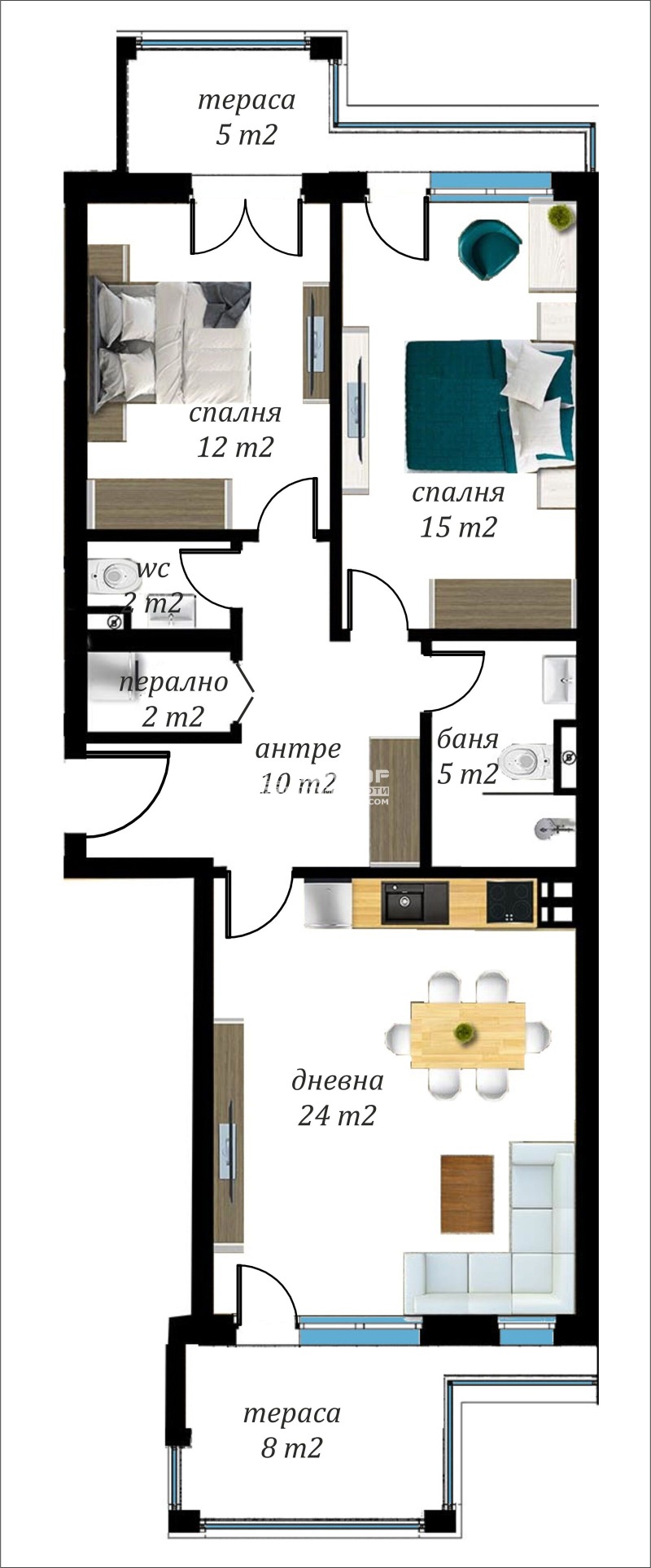 Til salgs  2 soverom Plovdiv , Vastanisjeski , 112 kvm | 77600376 - bilde [2]