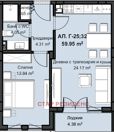 Продаја  1 спаваћа соба Пловдив , Христо Смирненски , 72 м2 | 64455771