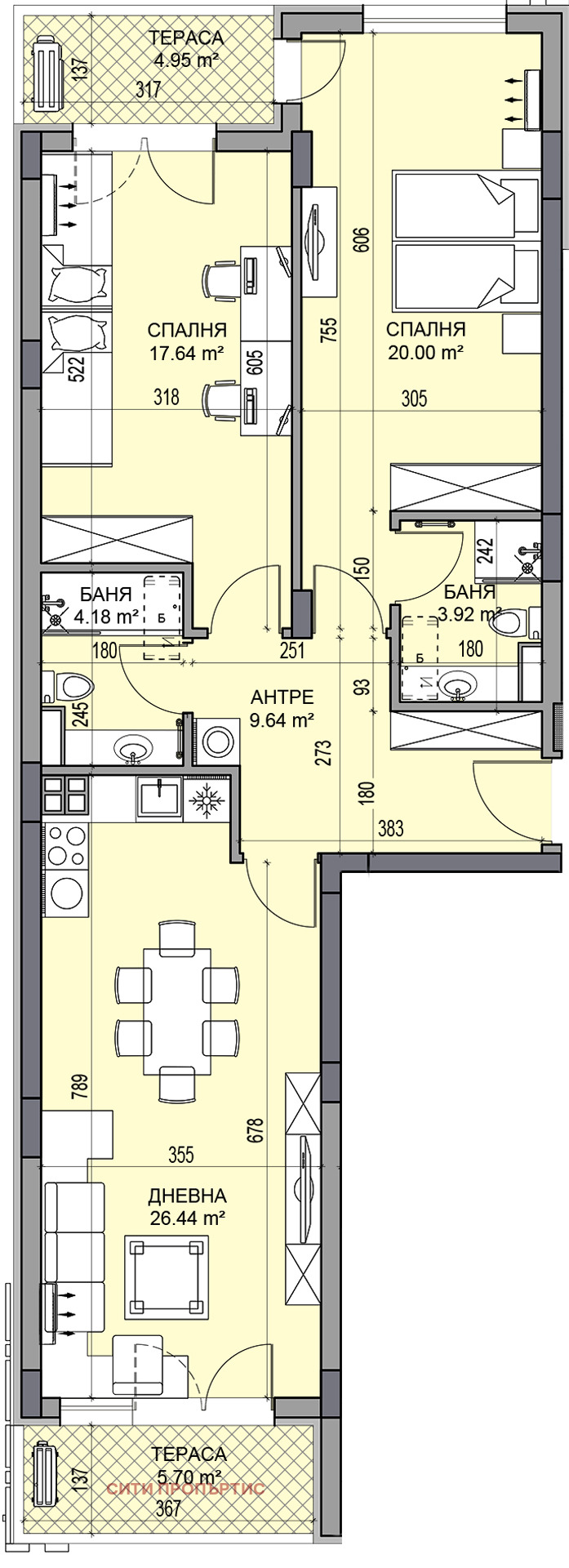 À vendre  2 chambres Plovdiv , Gagarin , 124 m² | 34372305