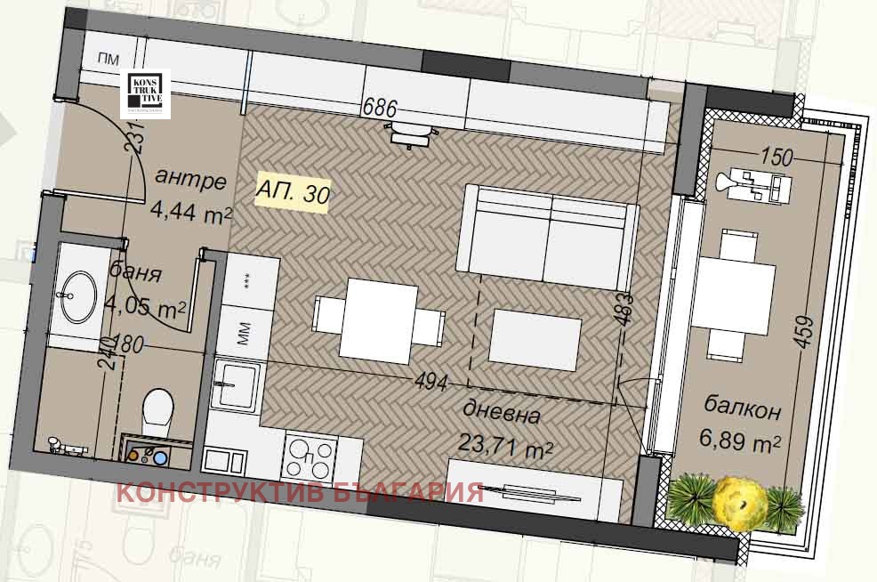 Продава 1-СТАЕН, гр. София, Левски В, снимка 7 - Апартаменти - 54212185