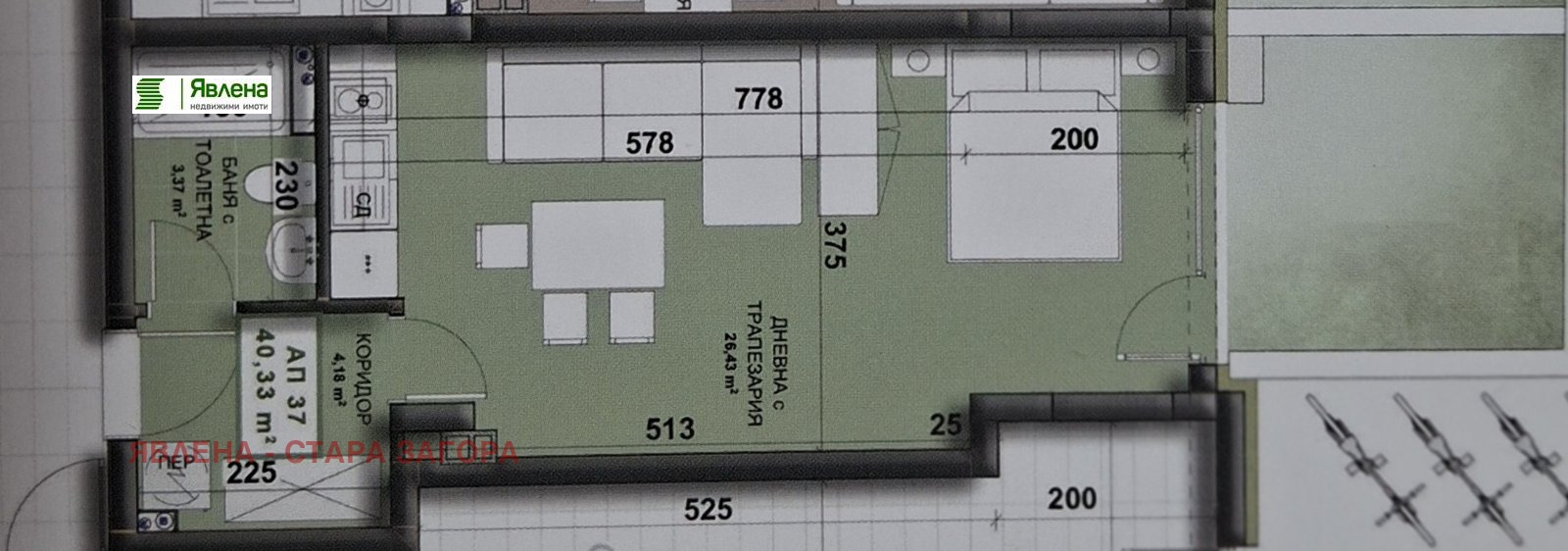 Продава 1-СТАЕН, гр. Стара Загора, Самара 3, снимка 4 - Апартаменти - 56348459