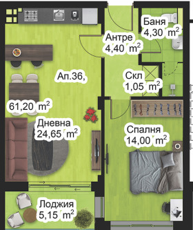 1 makuuhuone Peštersko šose, Plovdiv