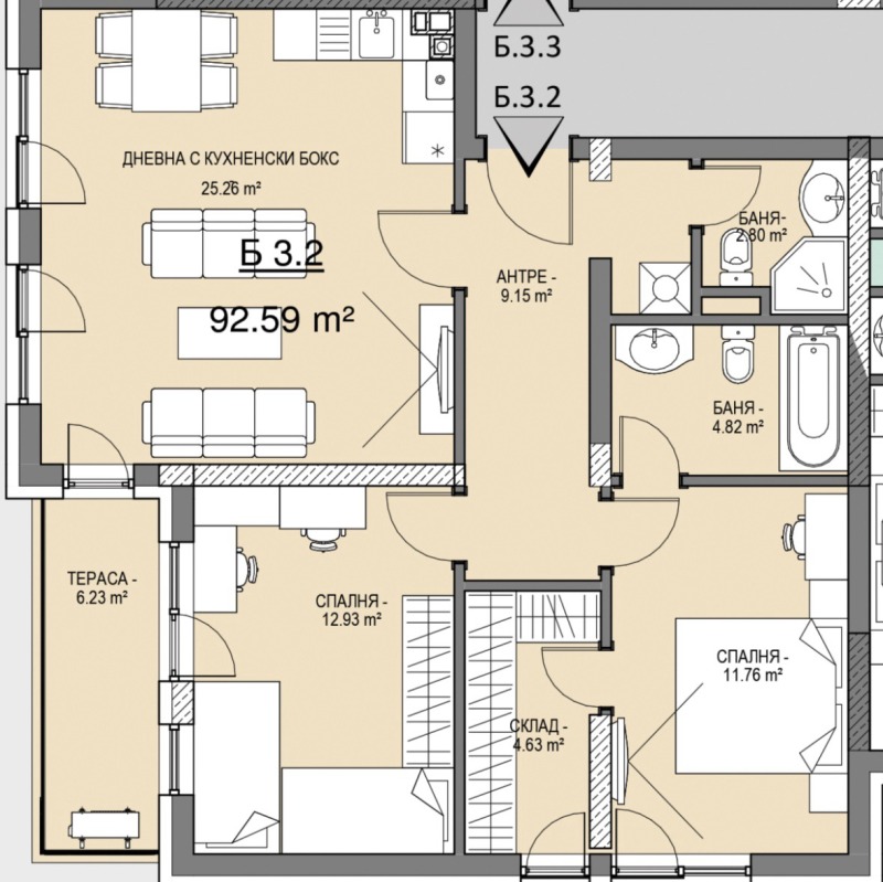 Till salu  2 sovrum Sofia , Malinova dolina , 106 kvm | 58751695 - bild [2]