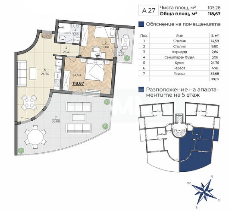 Продаја  2 спаваће собе Варна , м-т Ален мак , 119 м2 | 97695814 - слика [13]