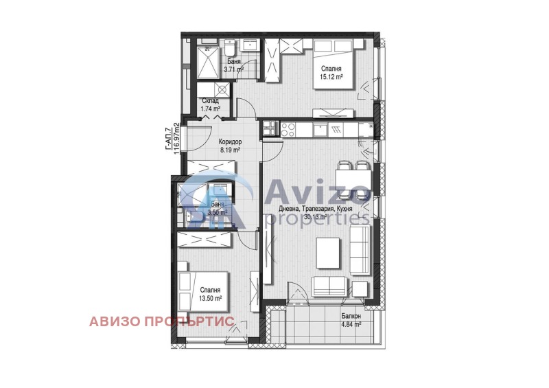 En venta  2 dormitorios Sofia , Krastova vada , 117 metros cuadrados | 68958941 - imagen [2]