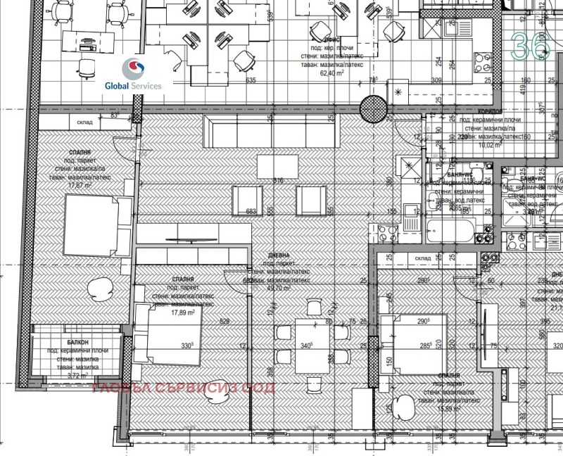Продава 3-СТАЕН в град София, Летище София - 138 кв.м / 289 905 € » 567 004.90 лв., ГЛОБЪЛ СЪРВИСИЗ ООД