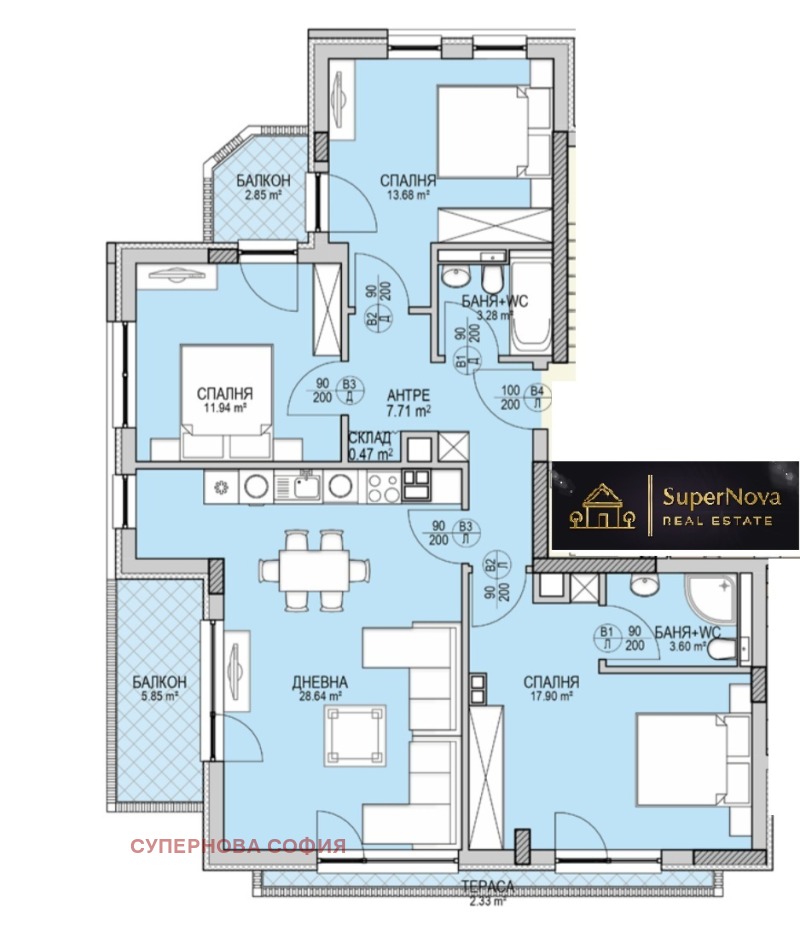 Продава 4-СТАЕН, гр. София, Кръстова вада, снимка 3 - Апартаменти - 52313835