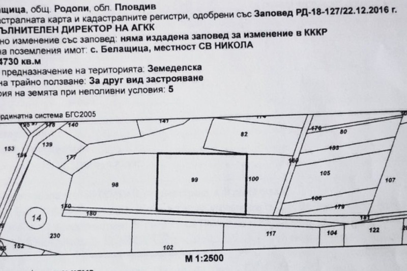 Продава ПАРЦЕЛ в област Пловдив, с. Белащица - 4730 кв.м / 307 000 € » 600 439.81 лв., ИМОТЕКА АД
