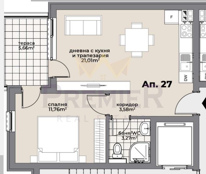 De vânzare  1 dormitor Varna , Pogrebi , 62 mp | 20225923