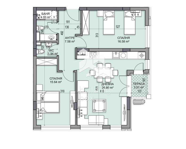 Eladó  2 hálószobás Plovdiv , Gagarin , 107 négyzetméter | 59828384 - kép [2]