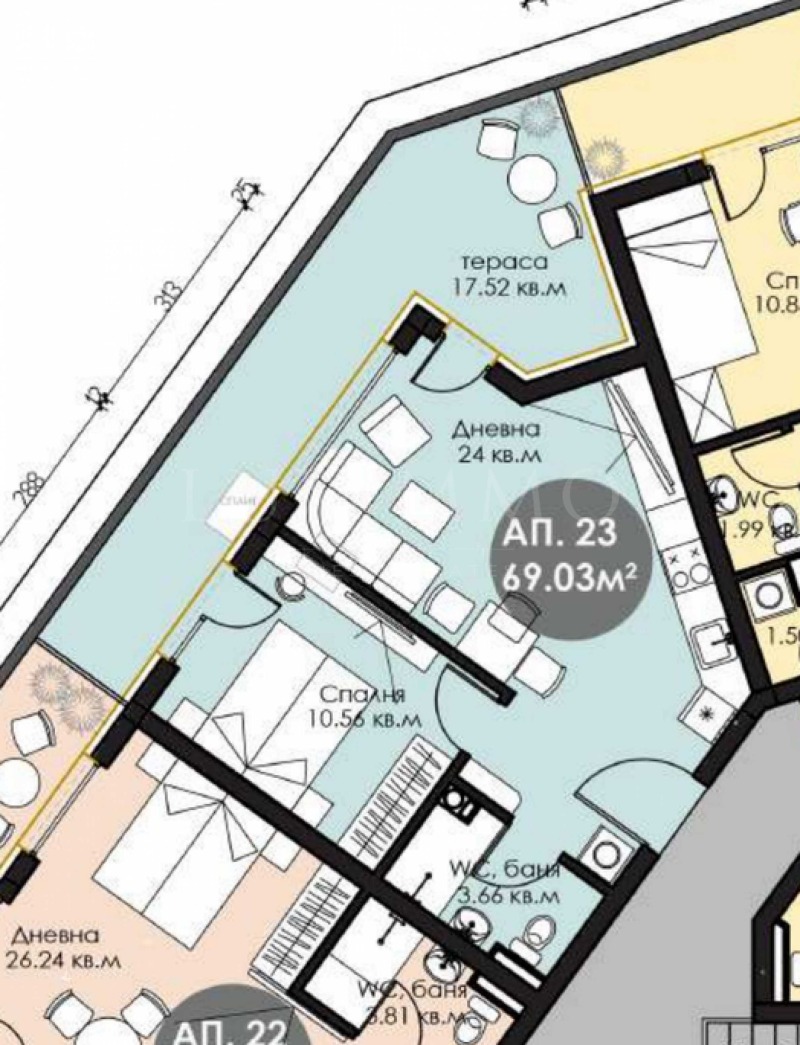 Na prodej  1 ložnice oblast Burgas , Nesebar , 69 m2 | 98906504 - obraz [6]