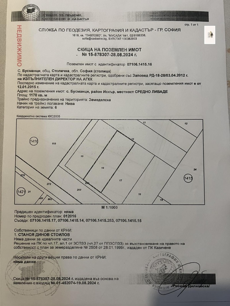 Продава ЗЕМЕДЕЛСКА ЗЕМЯ, с. Бусманци, област София област, снимка 1 - Земеделска земя - 48207099