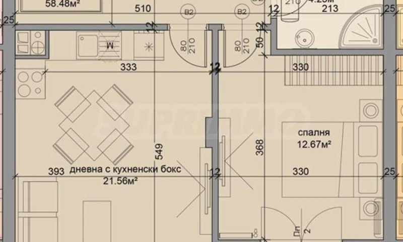 Zu verkaufen  1 Schlafzimmer Sofia , Druschba 1 , 70 qm | 43965668 - Bild [2]