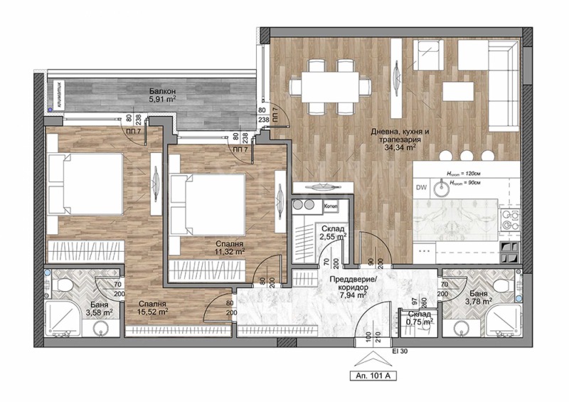 Te koop  2 slaapkamers Sofia , Mladost 4 , 112 m² | 76190833 - afbeelding [2]