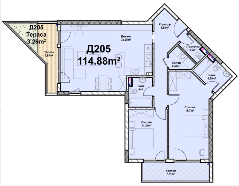 Продава 3-СТАЕН, гр. София, Полигона, снимка 2 - Aпартаменти - 49494110