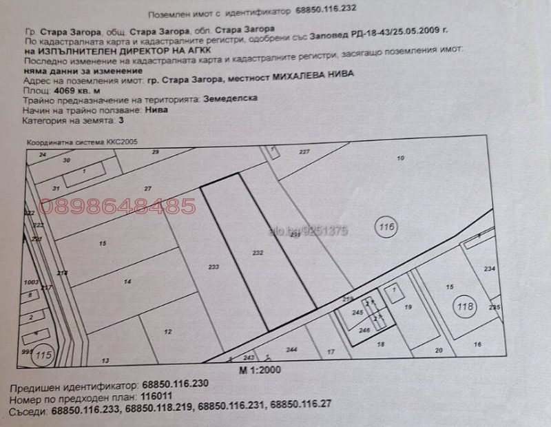 Продава ПАРЦЕЛ, гр. Стара Загора, Кольо Ганчев