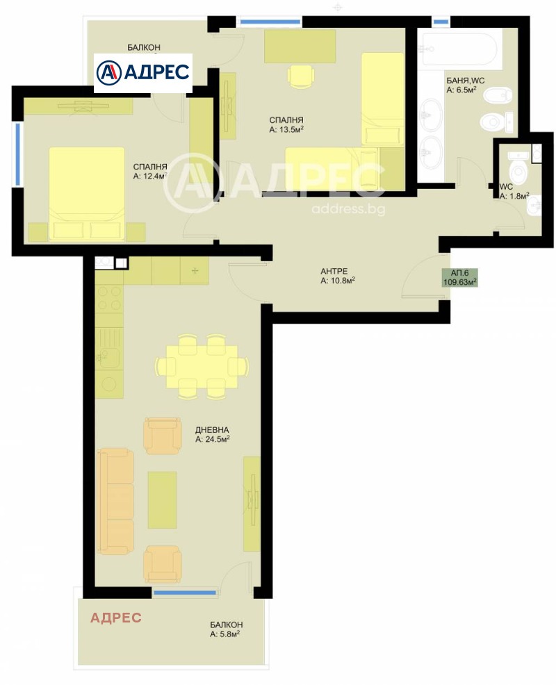 Myytävänä  2 makuuhuonetta Varna , Grand Mol , 110 neliömetriä | 17848063 - kuva [3]