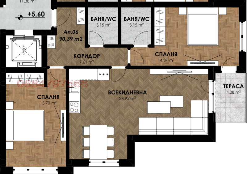 Продава 3-СТАЕН, гр. София, с. Лозен, снимка 3 - Апартаменти - 52709865