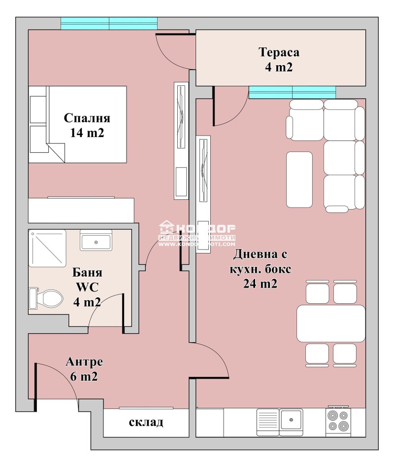 На продаж  1 спальня Пловдив , Тракия , 73 кв.м | 42713062 - зображення [3]