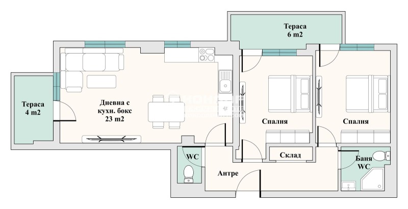 For Sale  2 bedroom Plovdiv , Trakiya , 95 sq.m | 45043224 - image [2]