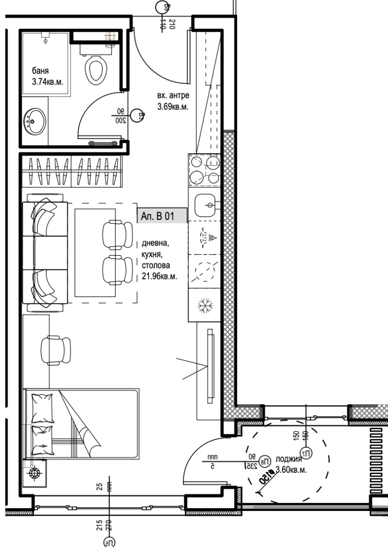 En venta  Estudio Plovdiv , Jristo Smirnenski , 39 metros cuadrados | 93162659 - imagen [2]