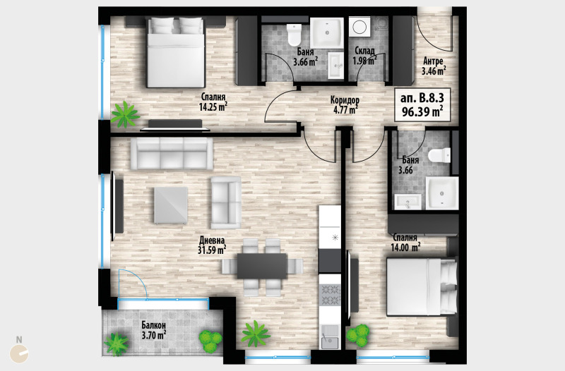 Продава 3-СТАЕН, гр. София, Манастирски ливади, снимка 2 - Aпартаменти - 48011397