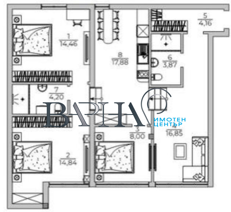 Продается  2 спальни Варна , м-т Ален мак , 100 кв.м | 48896062 - изображение [13]