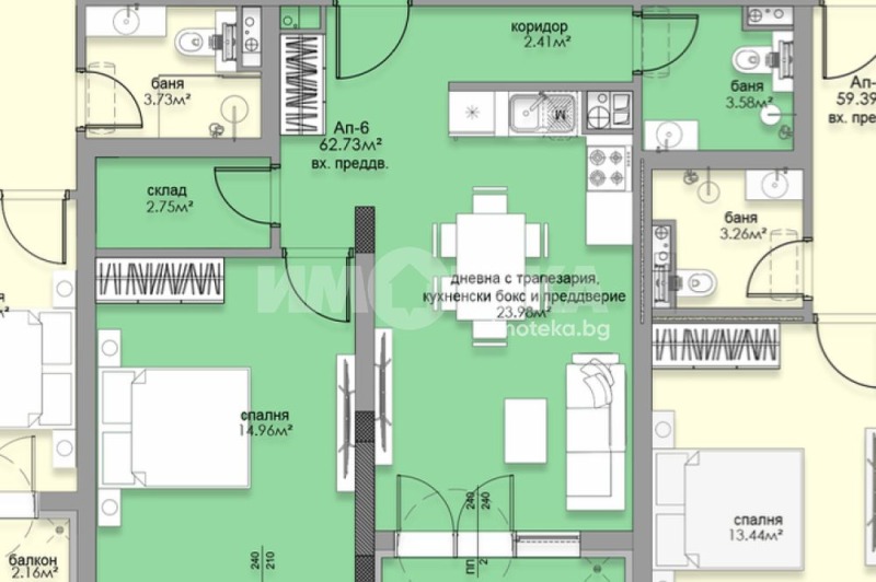 Satılık  1 yatak odası Sofia , Malinova dolina , 75 metrekare | 54789019 - görüntü [4]
