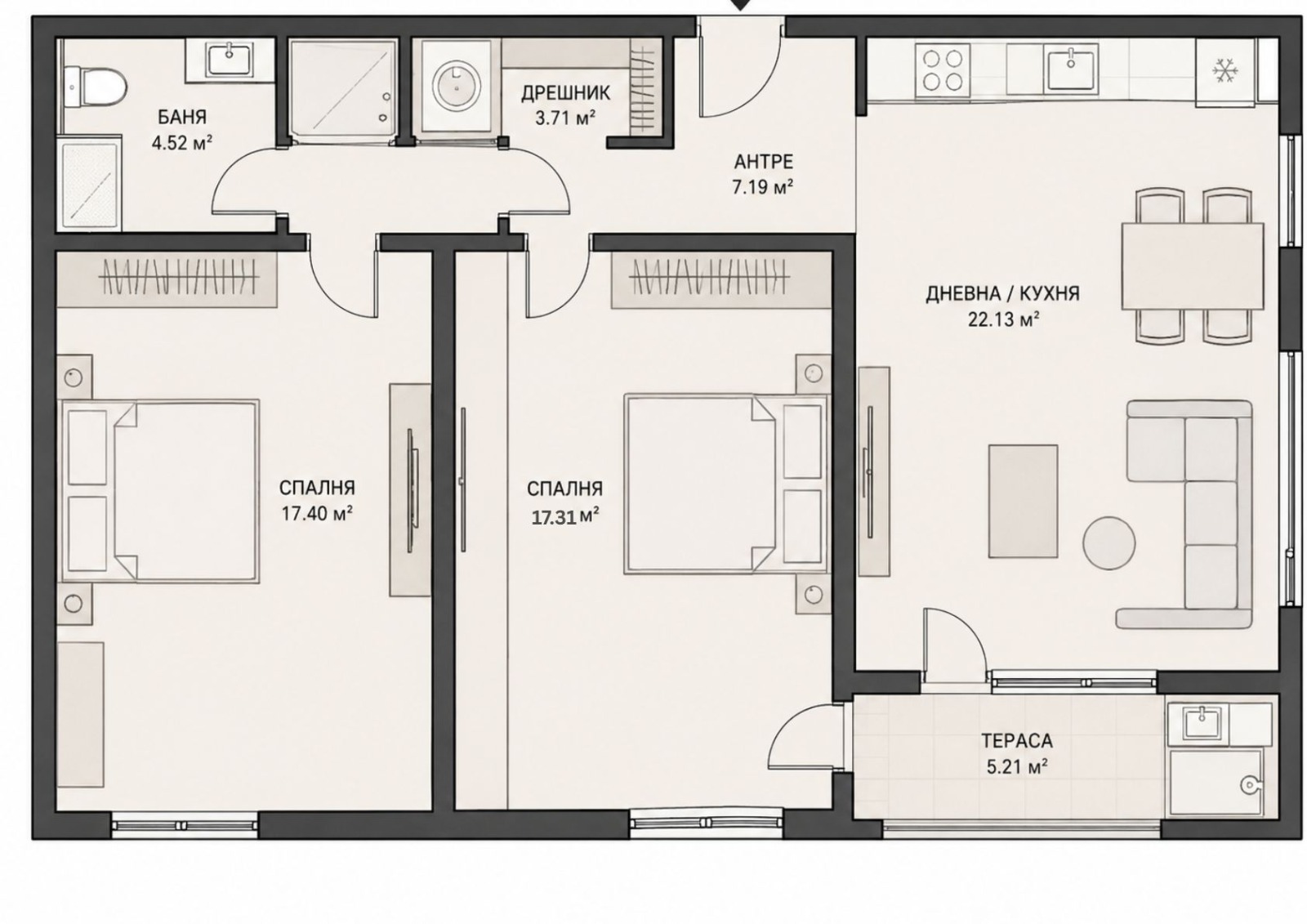 Продава 3-СТАЕН, гр. София, Хаджи Димитър, снимка 3 - Апартаменти - 55212638