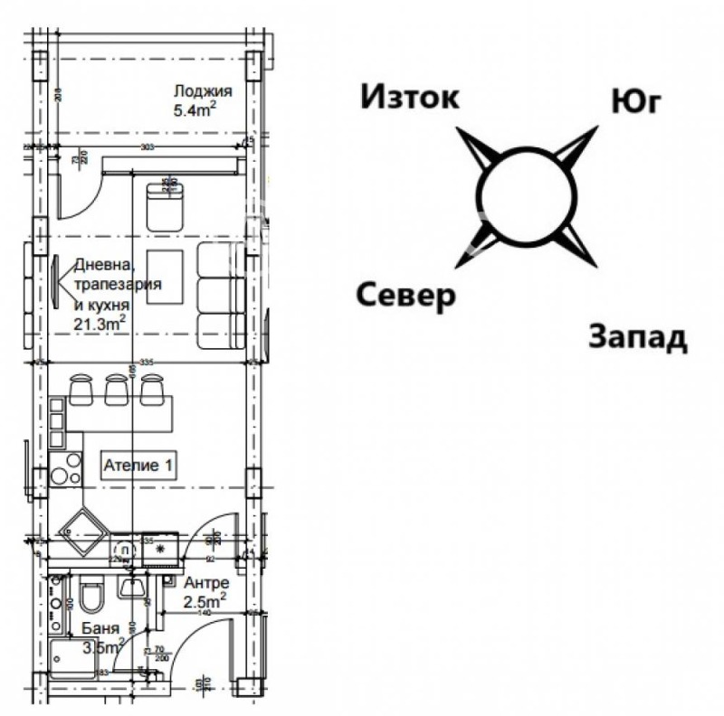 De vânzare  Studio Sofia , Liulin 2 , 52 mp | 38749775 - imagine [3]