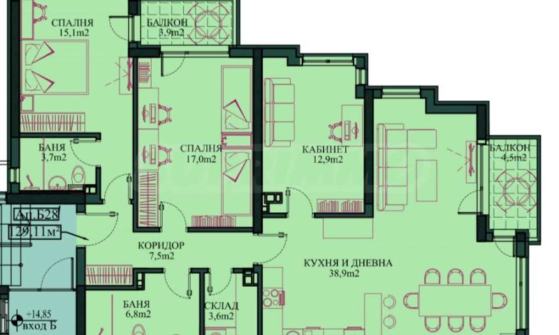 Продава 4-СТАЕН, гр. София, Малинова долина, снимка 4 - Aпартаменти - 49117283