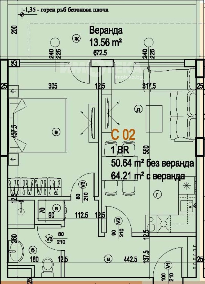 De vânzare  1 dormitor Sofia , Manastirsci livadi , 64 mp | 59177907