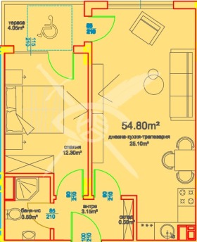 1 chambre Meden roudnik - zona A, Bourgas 1