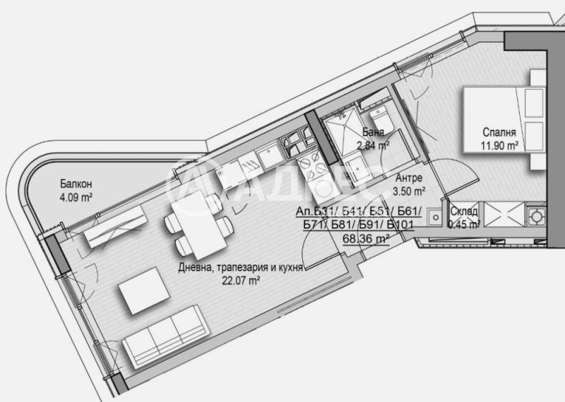 Продается  1 спальня София , Хладилника , 68 кв.м | 93443102 - изображение [4]