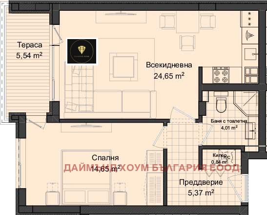 À vendre  1 chambre Plovdiv , Gagarin , 79 m² | 79849683 - image [2]